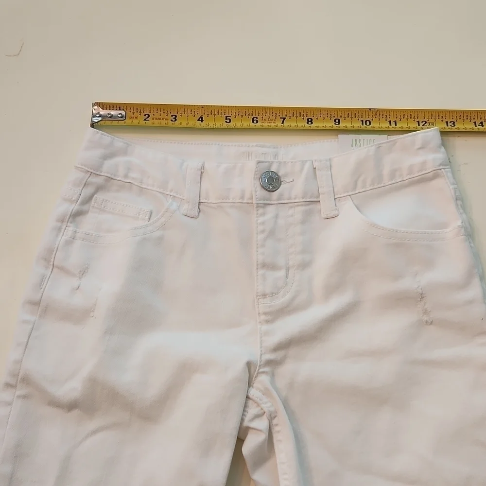 NWT Justice Girls Girlfriend High Waisted Denim Shorts Fray White Size 12